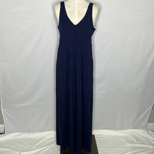 J. McLaughlin Sleeveless V Neck Maxi Dress in Navy - Size Medium